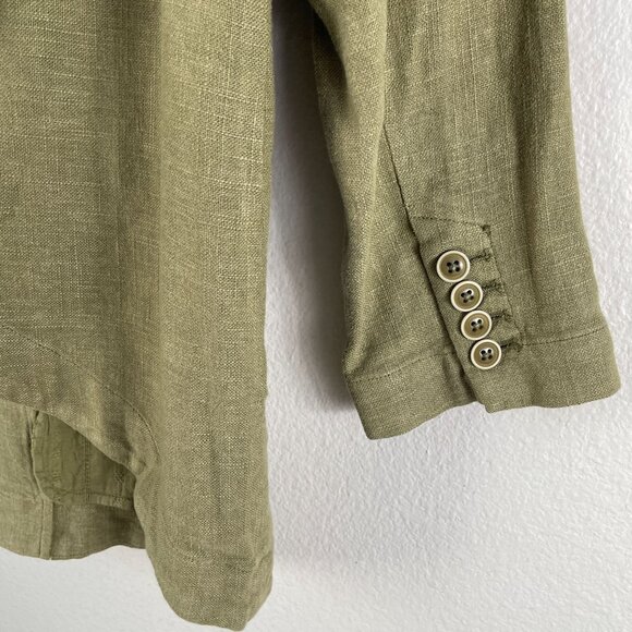 Anthropologie Womens 4 Olive Green Linen Blend Blazer Jacket - Picture 12 of 12
